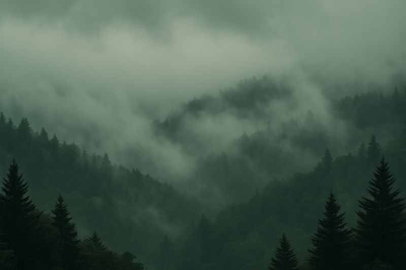 Foggy Vosges ridgeline